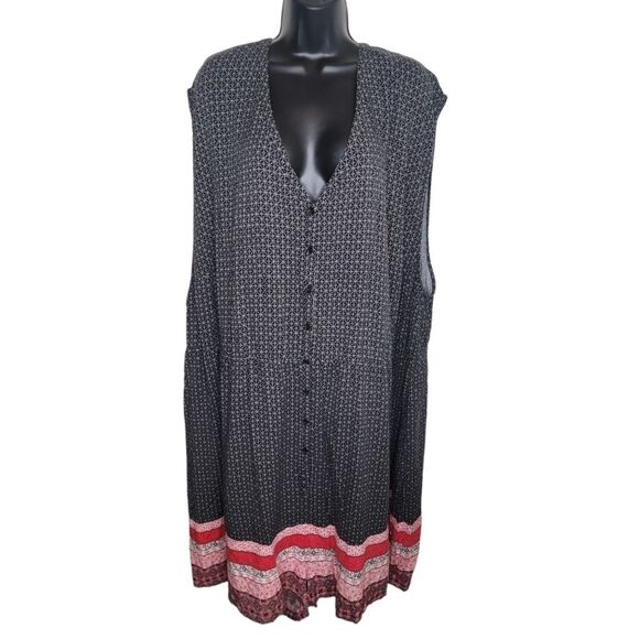 Torrid Border Print Challis Button Front Romper 6/6x - Picture 2 of 8